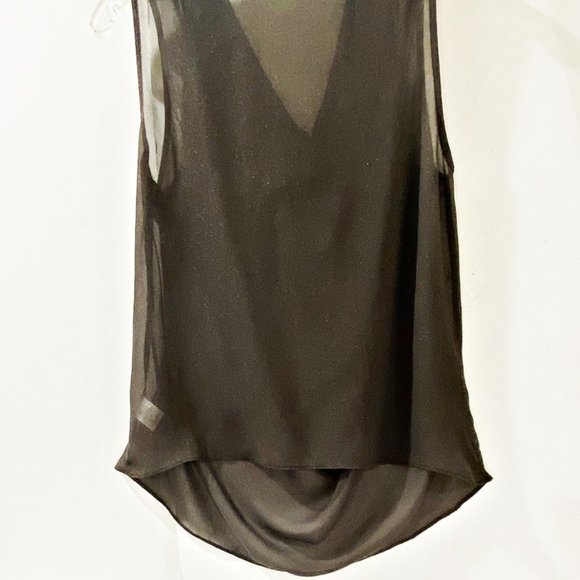 Ya Los Angeles Womens Sleeveless Top Gray Sparkle Sheer Silk Cowl Drape Hi Lo L - Picture 4 of 6